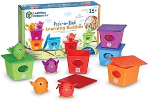 Learning Resources Pajaritos didácticos Peek-a-Bird, Actividades para niños pequeño, Juguetes didácticos Set de Juegos didácticos Juguetes para Aprender los Colores, 15 Piezas, 18  Meses (LER6812)