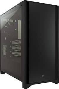 Corsair 4000D Mid-Tower-ATX-Gehäuse mit Gehärtetem Glas (Frontverkleidung aus Stahl, Seitenabdeckung aus Gehärtetem Glas, RapidRoute-Kabelführungssystem, Zwei im Lieferumfang 120-mm-Lüfter) Schwarz