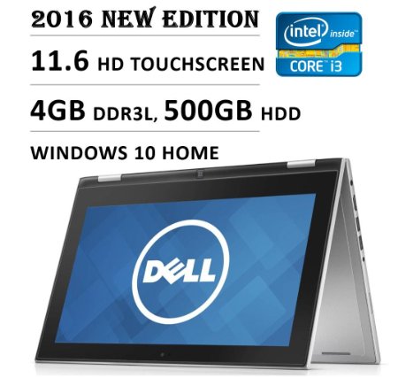 2016 Newest Dell Inspiron 3000 116 Inch 2-in-1 Touchscreen Premium High Performance Laptop Intel Core i3 Processor 19 GHz 4 GB RAM 500 GB HDD Bluetooth HDMI 11 hrs Battery Life Windows 10