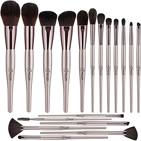 BESTOPE Makeup Brushes Set, 18 PCs Champagne Gold Professional Cosmetic Brushes Premium Synthetic for Blending Foundation Powder Blush Concealers Highlighter Eye Shadows Brushes Kit