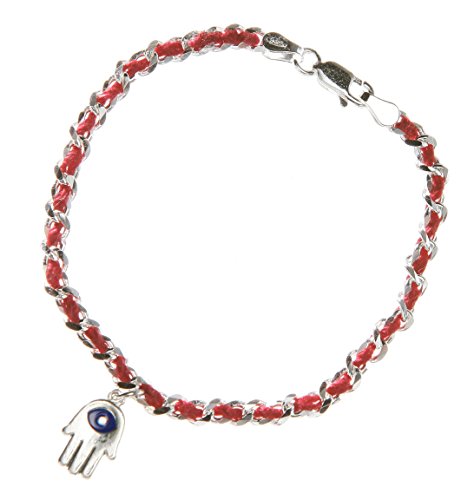 Red String Hamsa and Evil Eye Bracelet for Luck, Protection and Good Fortune in Sterling Silver Worn for Ushering in Healthy, Longevity and Love Kabbalah Inspired