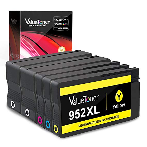 Valuetoner 952XL Ink Cartridges Remanufactured for HP 952 952 XL for HP OfficeJet Pro 8710 8720 7720 8730 7740 8216 8210 8716 8715 8725 Printer, 5 Pack (2 Black, 1 Cyan, 1 Magenta, 1 Yellow)