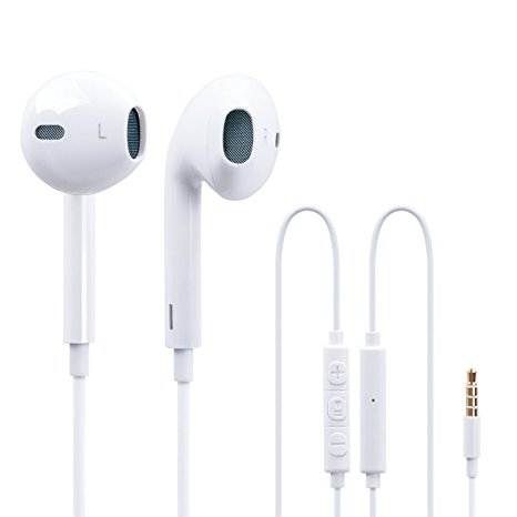 iPhone Headphones, Woitech Premium Quality Earbuds Earphones with Mic & Remote Control Fully Compatible with iPhone SE 6 6s 6 Plus 6s Plus, iPhone 5s 5c 5, iPad /iPod (White)