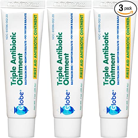 (3 Pack) Globe 1oz Triple Antibiotic Ointment, First Aid Ointment for Minor Scratches and Wounds and Prevents Infection, Compare to The Active Ingredients of Leading Brand