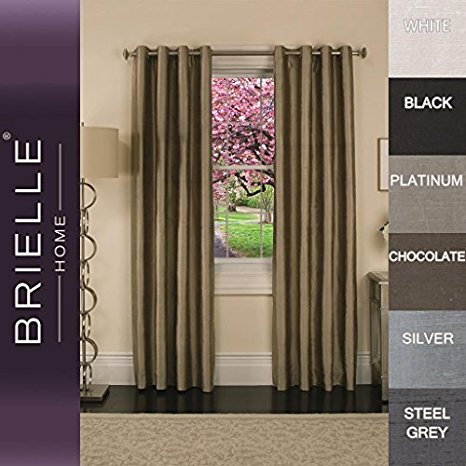 Brielle 100-Percent Dupioni Real Silk Lined Insulated, Room Darkening and Energy Saving Grommet Panel, 50 by 84", Chocolate