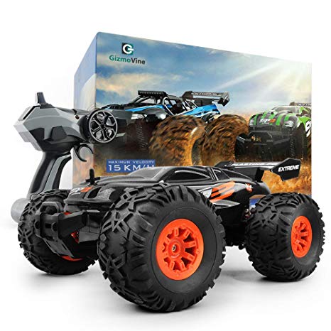 Gizmovine RC Car Toys, Remote Control Monster Truck with 2.4GHz Radio Controlled Vehicle Off Road Remote Control Car for Kids and Adults 1/18 Scale (Orange)
