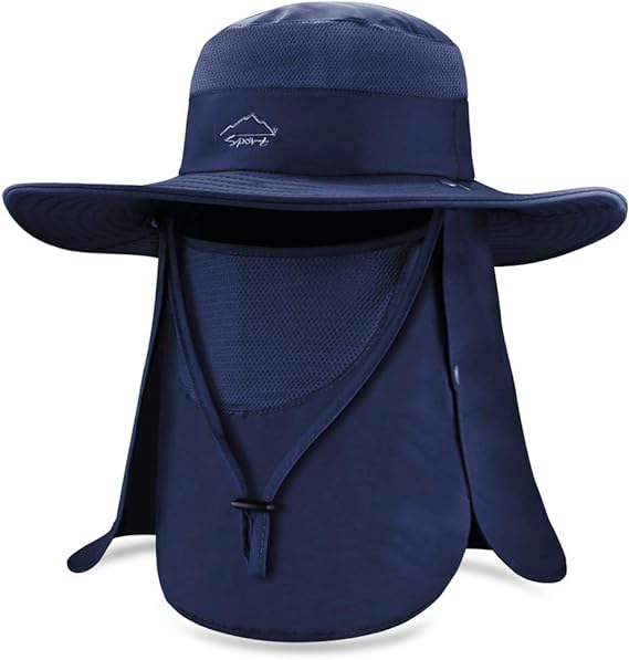 BROTOU Sun Cap Fishing Hats UPF 50  Wide Brim Outdoor Protection Hat with Face & Neck Flap Cover