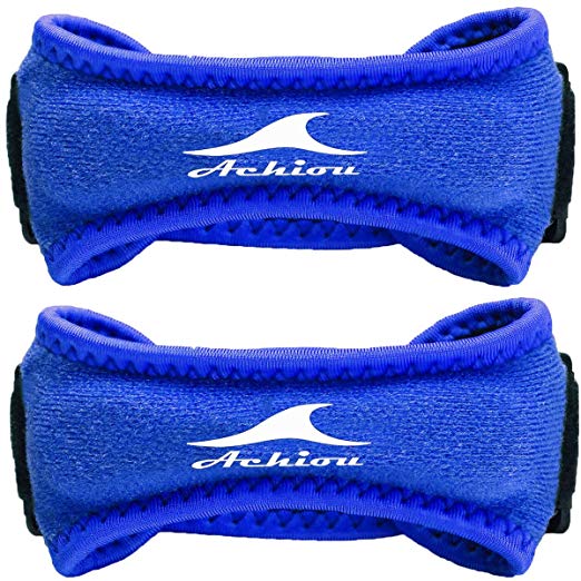 Achiou 2 Pack Patella Knee Strap Silicone Support Adjustable Band for Protect Patellar Pain Relief Tendon for Tendonitism Gym Running Hiking Weightlifting Basketball Volleyball