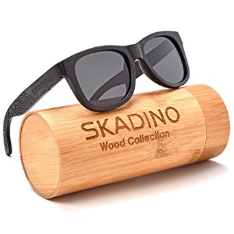 SKADINO Handmade Wood Bamboo Sunglasses with Polarized Lenses for Men or Women in a Wayfarer-S1054