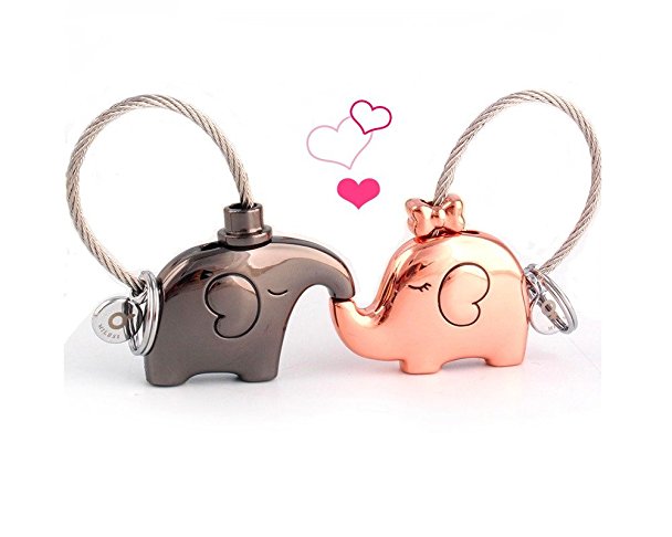 MILESI Official Original Fantastic French Kiss One Pair Elephant Couple Keychain Valentine Gift