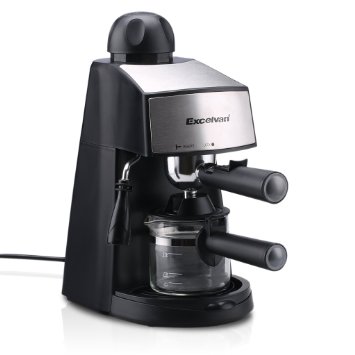 Excelvan CM6811 Mini Stainless Steel Coffeemaker Steam Espresso and Cappuccino Maker (4Cup)