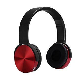 YHhao Wired / Wireless Over-Ear Headphones, Noise Canceling Headsets, Foldable Headsets with Volume Control, Built-in Mic for PC, Computer, Laptop, iPhone, Android Smartphone, etc, Red