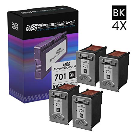 Speedy Inks Remanufactured Ink Cartridge Replacement for HP 701 (Black, 4-Pack)