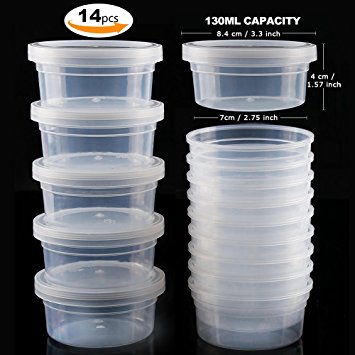 LEOBRO Storage Containers for Slime, 14 Pack Foam Ball Storage Containers with Lids for 46g Slime (130ML Capacity)
