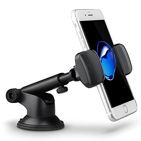 Car Mount,TechRise Super Stable Car Mount Phone Holder with 360 Degrees Rotations Adjustable Dashboard and Air-Suction Strong Sticky Gel Pad For Apple iPhone 7 6 6s Plus SE 5S, BLU, Samsung, Blackberry, Motorola, LG and More