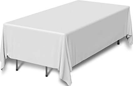 Utopia Kitchen Tablecloth 60 x 102 Inch White Tablecloth 100 Percent Polyester Rectangular Table Cover
