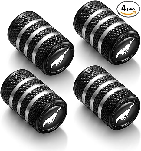 SunteeLong Metal car tire Valve Compatible with Ford Mustang Recessed Silicone Non-Slip Bling Crystal Drink car Trim Accessories 4pcs Black