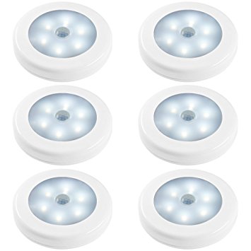 Motion Sensor Night Lights, SENHAI 6 Pack Motion Activated Battery-Powered LED Nightlight in Darkness for Bedroom Bathroom Toilet Kitchen Hallway Closet Stairs