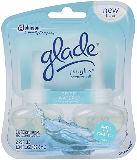 Glade PlugIns Scented Oil Air Freshener Refill, Crisp Waters, 1.34 Fluid Ounce 2 Count