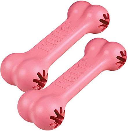 KONG Puppy Goodie Bone Dog Toy, Small, Assorted Pink/Blue (2-Pack)