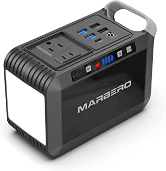 MARBERO Portable Power Bank with AC Outlet, Peak 120W/110V Portable Laptop Battery Bank, 24000mAh Charger Power Supply with AC Outlet, Power Station for Outdoor Tent Camping Home Office Emergency