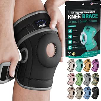 Modvel ELITE Knee Brace With Side Stabilizers & Patella Gel Pads for Maximum Knee Pain Support and Fast Recovery for Men and Women, Knee Pad for Running, Workout, Arthritis, Joint Recovery. XXL BLACK