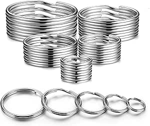 YHYZ Split Key Ring Circle Assorted, Metal Round Keyring Durable in 5 Sizes (Small 1/2 inch, 3/4 inch,1 inch, 1.25 inch, Large 1.38 inch), for Dog Pet Collar DIY Tag Jewelry Car Key (Round)