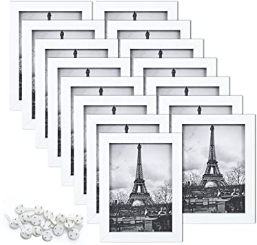 upsimples 5x7 Picture Frame with Real Glass,Bulk Photo Frames for Wall or Tabletop Display,Set of 15,White