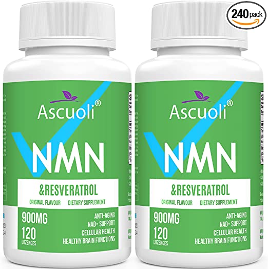 99% Ultra Purity Sublingual NMN 500mg + Trans-Resveratrol, 3-in-1 Organic NMN Resveratrol Supplement 900mg, Maximum Antioxidant Anti-Aging, Cellular Repair, Boost NAD+, Immune & Energy, 240 Lozenges