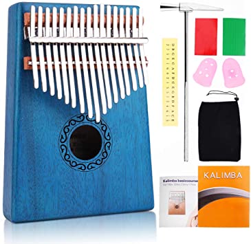 Kalimba 17 Keys Thumb Piano, craftsman168 Solid Finger Piano High Quality Mahogany Professional Instrument with Portable Case and Thumb Protection as Nice Christmas Gift