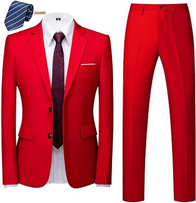 MOGU Mens Slim Fit Suit 2 Piece Tuxedo for Prom Business Wedding Dance (Suit Jacket   Pants)