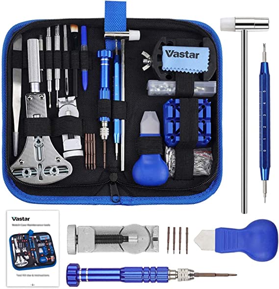 Vastar 177 PCS Watch Repair Tool Kit, Watch Band Link Tool Set, Case Opener Spring Bar Tools with Carrying Case and User Manual