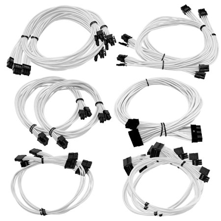 EVGA White G2/P2/T2 Power Supply Cable Set, Individually Sleeved (100-CW-1300-B9)