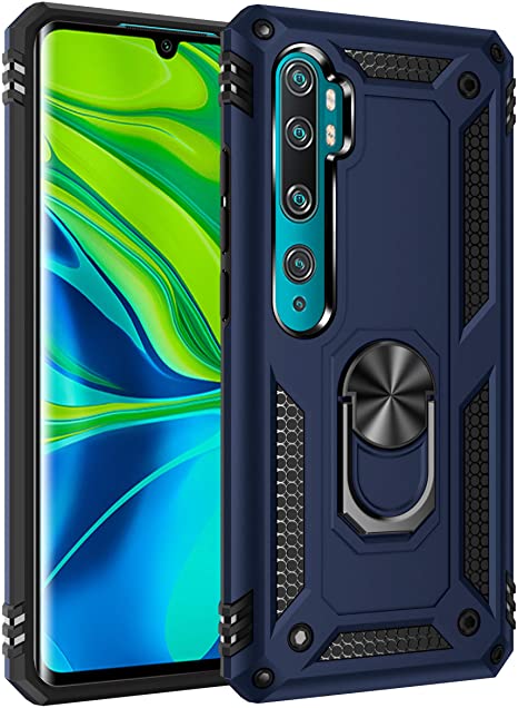 DAMONDY Xiaomi Mi Note 10 Lite Case,Military Grade | Heavy Duty Dual Layer Kickstand 360 Ring Holder Defender Hybrid Hard Cover | Phone Rugged Case for Xiaomi Mi Note 10 Lite -Blue