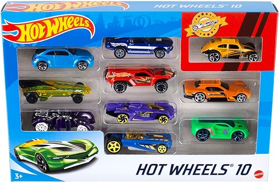 Hot Wheels Pack de 10 Vehiculos, coches de juguete (modelos variados) (Mattel 54886)