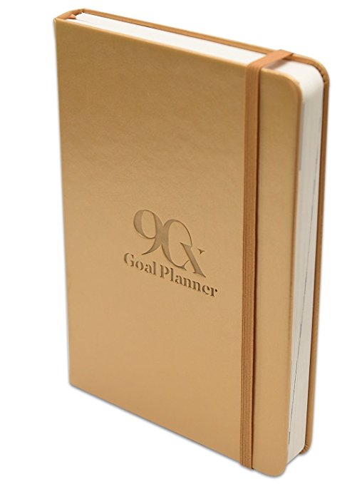 90X Goal Planner - Superior Self Journal for Achieving Goals and Productivity Daily - Undated Calendar Days w/ Vision Board and To Do List - Hardcover Leather - 5.5" x 8.5" x 1 (Gold Leeam)