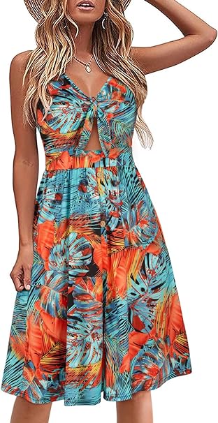 VOTEPRETTY Women's Summer Dresses Spring Sundresses Beach Clothes Outfit Vacation 2024 V Neck Casual Tropical Resort Hawaiian
