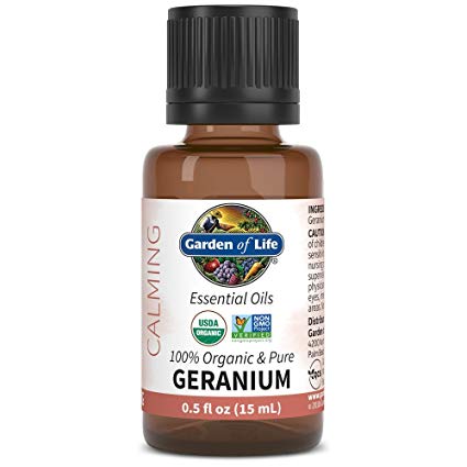 Garden of Life Essential Oil, Geranium 0.5 fl oz (15 mL), 100% USDA Organic & Pure, Clean, Undiluted & Non-GMO, for Diffuser, Aromatherapy, Meditation - Balance, Relaxation, Calming, Floral, Aromatic