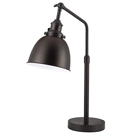 CO-Z Black Desk Lamp with LED Bulb, Vintage Metal Task Lamp Adjustable, Modern Industrial Style Work Lamp, Reading Lamp in Oil Rubbed Bronze Finish, ETL Certificate.