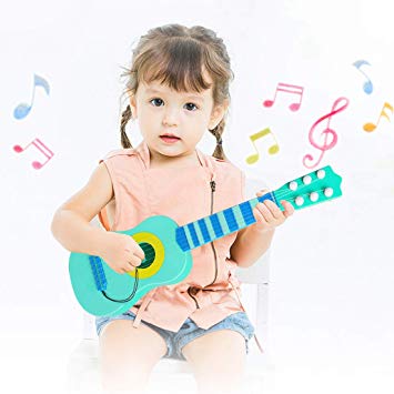 WEY&FLY Kids Toy Guitar 6 String, Baby Kids Cute Guitar Rhyme Developmental Musical Instrument Educational Toy for Toddlers (Blue)
