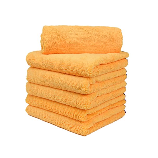 Carcarez Microfiber Towels Car Window Towel for Car Wash Drying Golden 380 GSM 16 in.x 24 in. Pack of 6