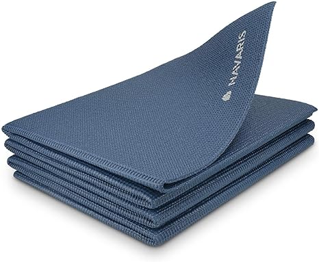 Navaris Foldable Yoga Mat for Travel - 4mm Thick Exercise Mat for Yoga, Pilates, Workout, Gym, Fitness - Non-Slip Folding Portable Outdoor Camping Mat