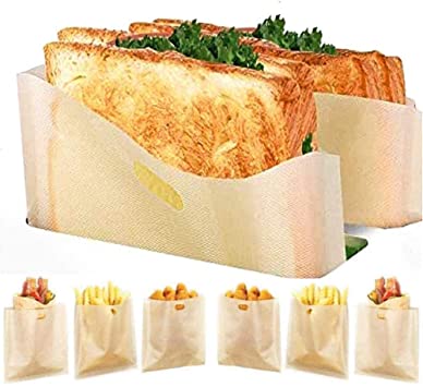 12 Pack Toaster Bags Reusable Non-stick Grilled Cheese Easy to Clean 3 Sizes Snack Bag Microwave Oven Toast Pouch Toasting Sleeves Toasted Sandwich Bags for Chicken Nuggets Pizza Pastries Panini