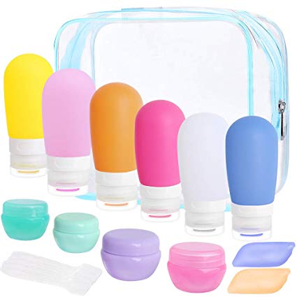 Travel Silicone Bottles, Standie 17Pcs Leakproof Travel Toiletry Bottle Squeezable Cosmetic Toiletry Containers for Shampoo Lotion Condiment