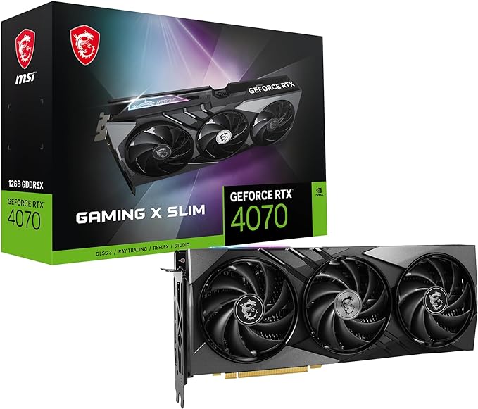 MSI Gaming GeForce RTX 4070 12GB GDRR6X 192-Bit HDMI/DP Nvlink TORX Fan 4.0 Ada Lovelace Architecture Graphics Card (RTX 4070 Gaming X Slim 12G)