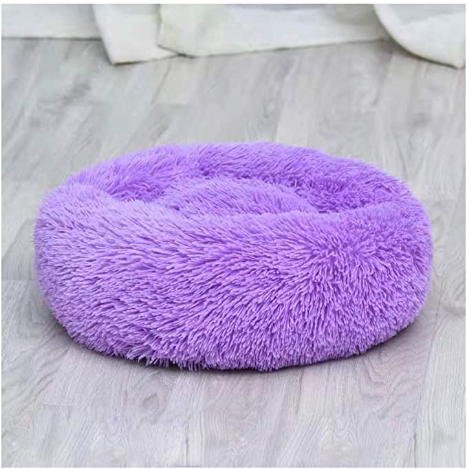 XIAJIE Pet Bed, Fluffy Luxe Soft Plush Round Cat and Dog Bed, Donut Cat and Dog Cushion Bed, Self-Warming and Improved Sleep, Orthopedic Relief Shag Faux Fur Bed Cushion