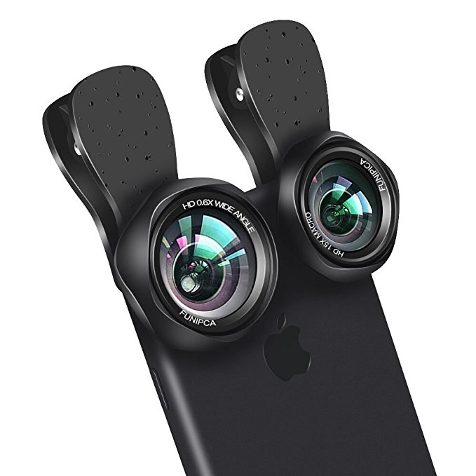 4K HD iPhone Lens (No Distortion) ,Evershop Universal 2 in 1 Clip-On Phone Lens Kit with 145°Wide Angle Lens   15 X Macro Lens for iPhone X/iPhone 8/8plus/iPhone 7/ 7 Plus/ 6/ 6s Plus/Huawei/Samsung and Most Smartphones(Black)