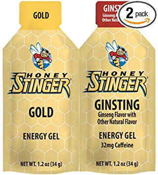 Honey Stinger Organic Energy Gels 2-Flavor Variety: 1 x Classic Gold, 1 x Ginsting - Caffeinated (1.1 oz each, 2 Count)