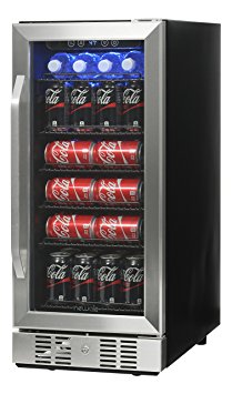 NewAir ABR-960 Compact 96 Can Built In Beverage Cooler, Black/Stainless Steel