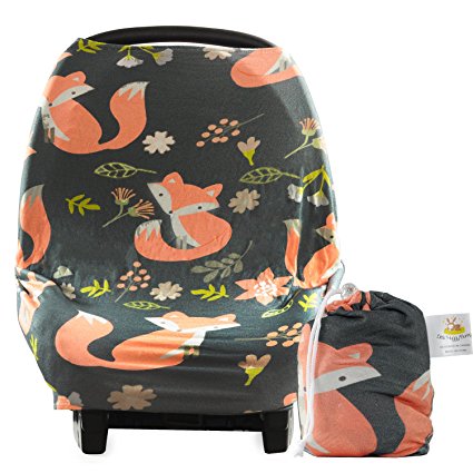 Multi-use Baby Car Seat Cover Canopy and Nursing Cover Breathable Universal Fit, Unisex Stretchy 3- 1 Carseat